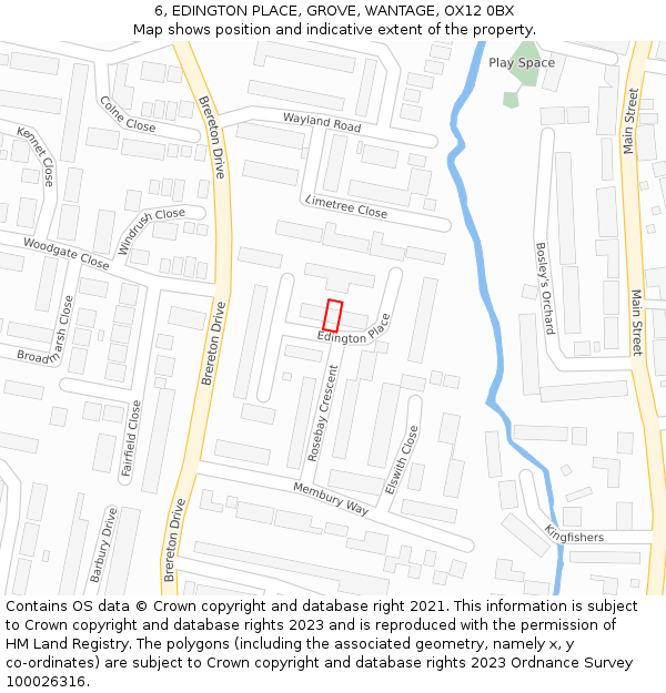 6, EDINGTON PLACE, GROVE, WANTAGE, OX12 0BX: Location map and indicative extent of plot