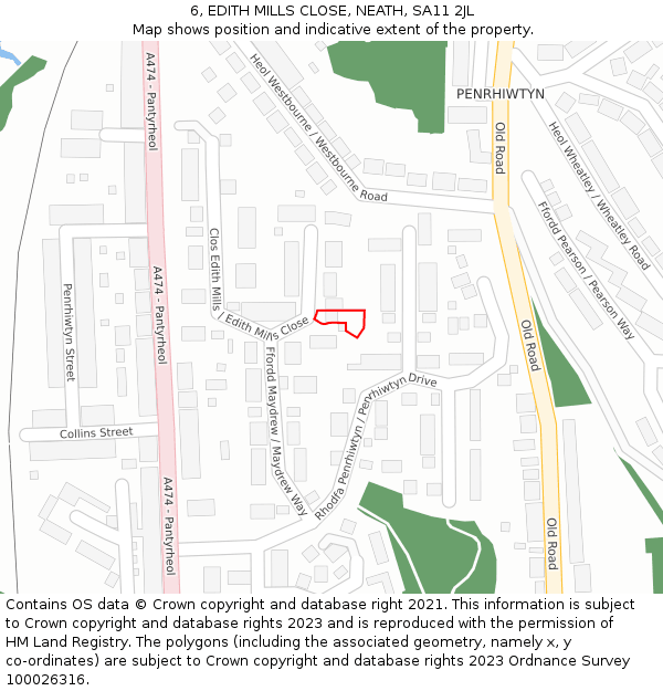 6, EDITH MILLS CLOSE, NEATH, SA11 2JL: Location map and indicative extent of plot