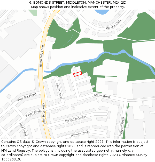 6, EDMONDS STREET, MIDDLETON, MANCHESTER, M24 2JD: Location map and indicative extent of plot