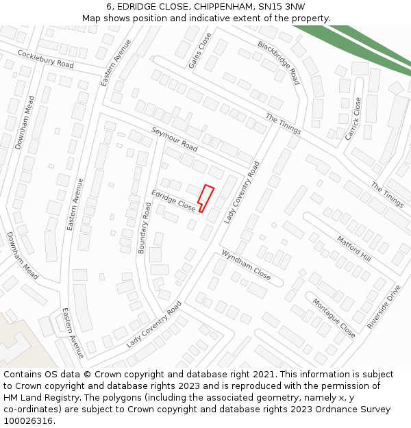 6, EDRIDGE CLOSE, CHIPPENHAM, SN15 3NW: Location map and indicative extent of plot