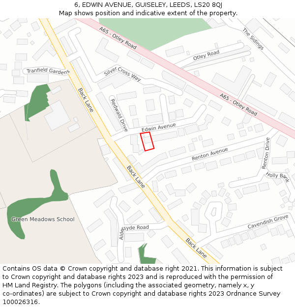 6, EDWIN AVENUE, GUISELEY, LEEDS, LS20 8QJ: Location map and indicative extent of plot