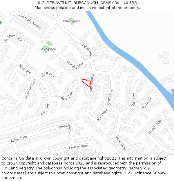 6, ELDER AVENUE, BURSCOUGH, ORMSKIRK, L40 5BS: Location map and indicative extent of plot