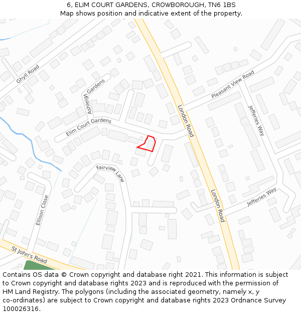 6, ELIM COURT GARDENS, CROWBOROUGH, TN6 1BS: Location map and indicative extent of plot