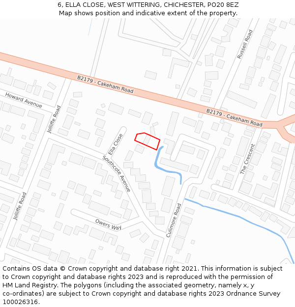 6, ELLA CLOSE, WEST WITTERING, CHICHESTER, PO20 8EZ: Location map and indicative extent of plot