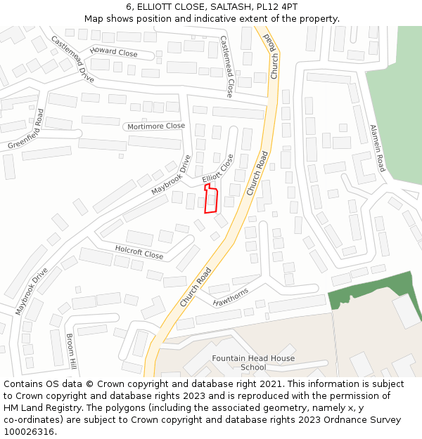 6, ELLIOTT CLOSE, SALTASH, PL12 4PT: Location map and indicative extent of plot