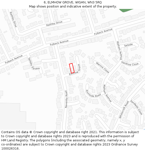 6, ELMHOW GROVE, WIGAN, WN3 5RQ: Location map and indicative extent of plot