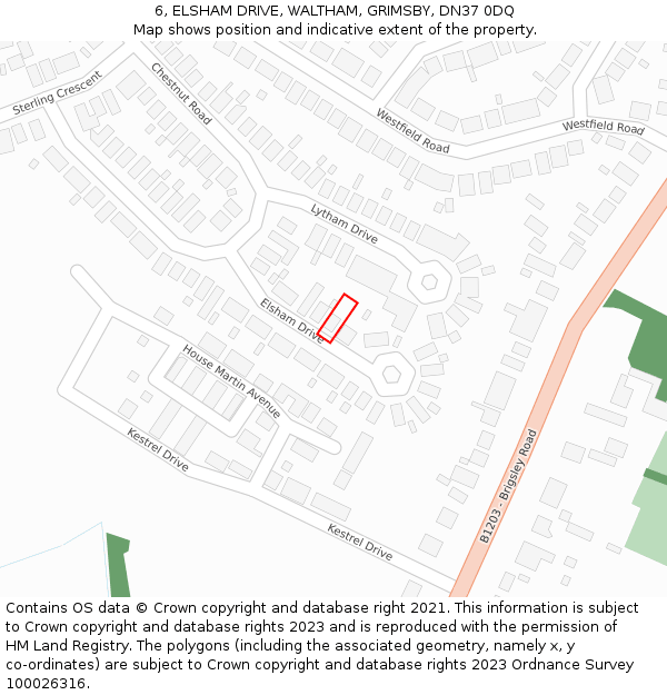 6, ELSHAM DRIVE, WALTHAM, GRIMSBY, DN37 0DQ: Location map and indicative extent of plot