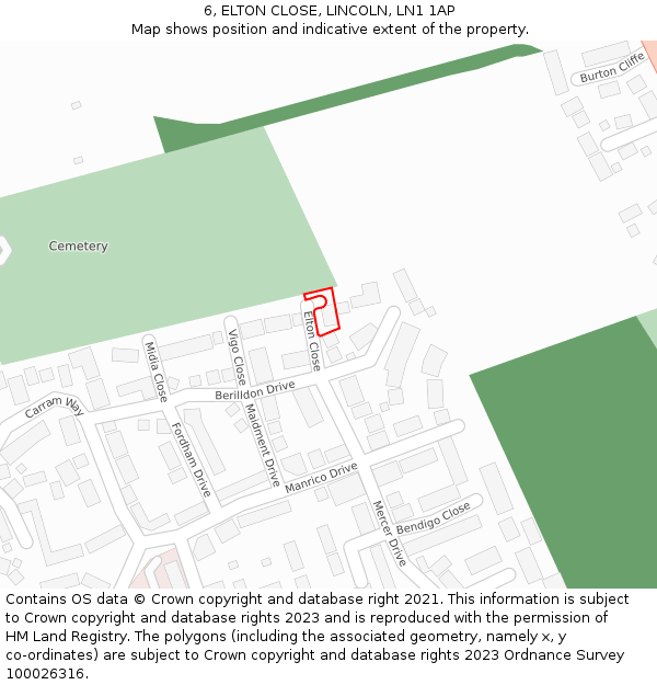 6, ELTON CLOSE, LINCOLN, LN1 1AP: Location map and indicative extent of plot