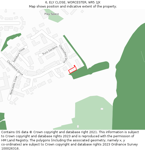 6, ELY CLOSE, WORCESTER, WR5 1JX: Location map and indicative extent of plot