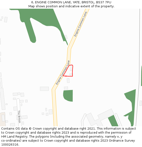 6, ENGINE COMMON LANE, YATE, BRISTOL, BS37 7PU: Location map and indicative extent of plot