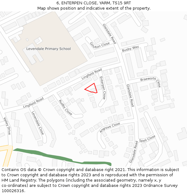 6, ENTERPEN CLOSE, YARM, TS15 9RT: Location map and indicative extent of plot