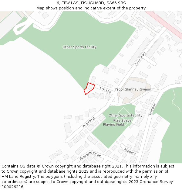 6, ERW LAS, FISHGUARD, SA65 9BS: Location map and indicative extent of plot