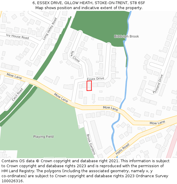 6, ESSEX DRIVE, GILLOW HEATH, STOKE-ON-TRENT, ST8 6SF: Location map and indicative extent of plot