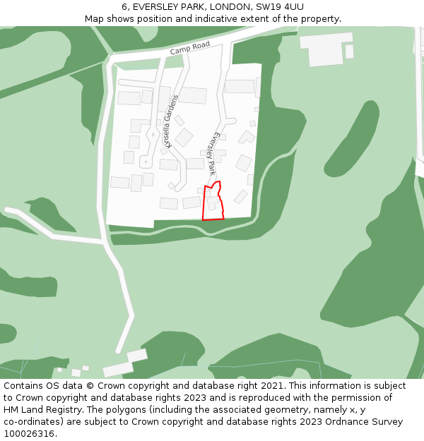 6, EVERSLEY PARK, LONDON, SW19 4UU: Location map and indicative extent of plot