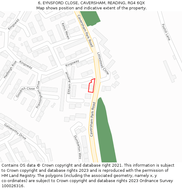 6, EYNSFORD CLOSE, CAVERSHAM, READING, RG4 6QX: Location map and indicative extent of plot