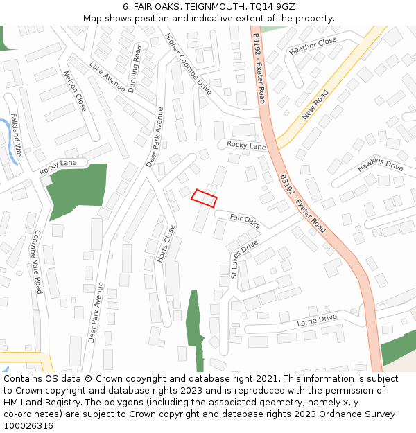6, FAIR OAKS, TEIGNMOUTH, TQ14 9GZ: Location map and indicative extent of plot