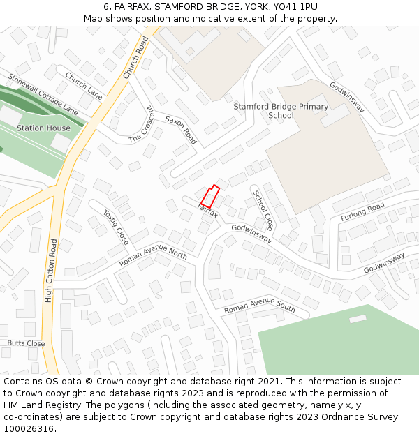 6, FAIRFAX, STAMFORD BRIDGE, YORK, YO41 1PU: Location map and indicative extent of plot