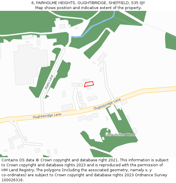 6, FAIRHOLME HEIGHTS, OUGHTIBRIDGE, SHEFFIELD, S35 0JY: Location map and indicative extent of plot