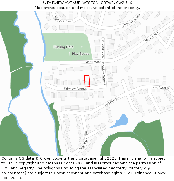 6, FAIRVIEW AVENUE, WESTON, CREWE, CW2 5LX: Location map and indicative extent of plot