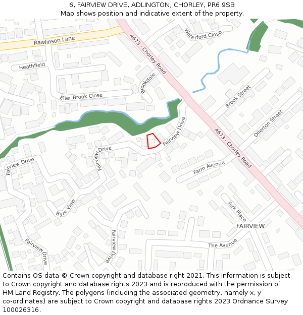 6, FAIRVIEW DRIVE, ADLINGTON, CHORLEY, PR6 9SB: Location map and indicative extent of plot