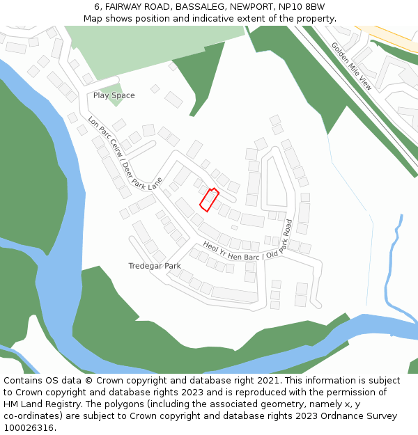 6, FAIRWAY ROAD, BASSALEG, NEWPORT, NP10 8BW: Location map and indicative extent of plot
