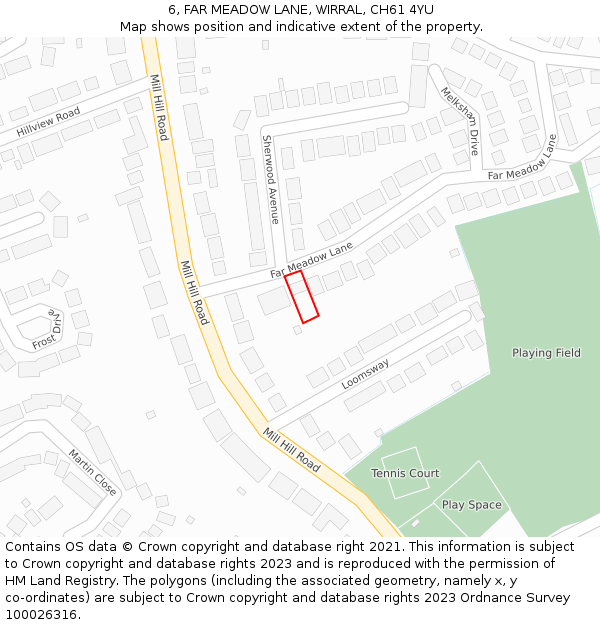 6, FAR MEADOW LANE, WIRRAL, CH61 4YU: Location map and indicative extent of plot