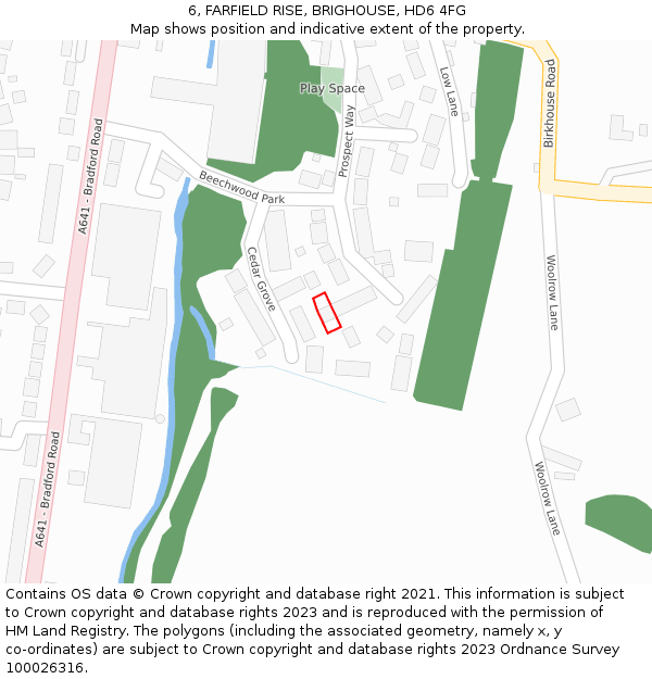 6, FARFIELD RISE, BRIGHOUSE, HD6 4FG: Location map and indicative extent of plot