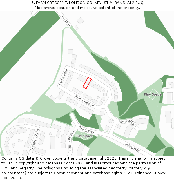 6, FARM CRESCENT, LONDON COLNEY, ST ALBANS, AL2 1UQ: Location map and indicative extent of plot