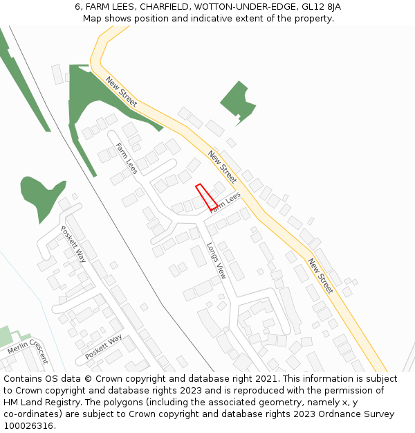 6, FARM LEES, CHARFIELD, WOTTON-UNDER-EDGE, GL12 8JA: Location map and indicative extent of plot