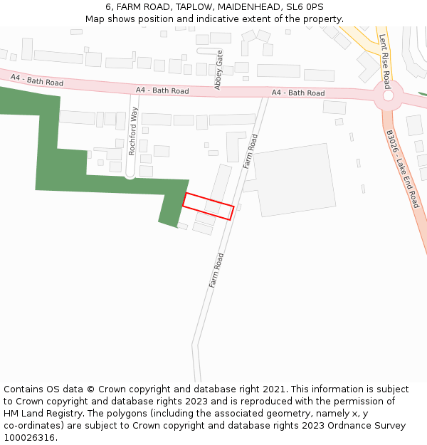 6, FARM ROAD, TAPLOW, MAIDENHEAD, SL6 0PS: Location map and indicative extent of plot