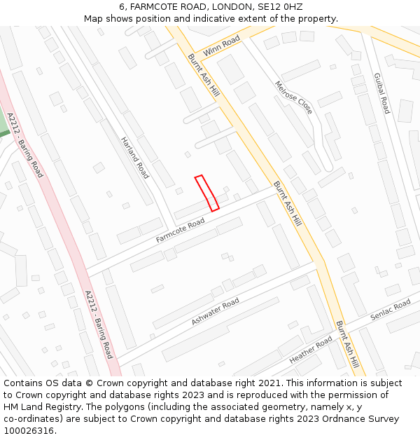 6, FARMCOTE ROAD, LONDON, SE12 0HZ: Location map and indicative extent of plot