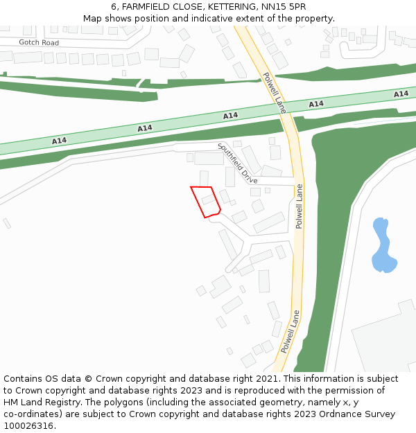 6, FARMFIELD CLOSE, KETTERING, NN15 5PR: Location map and indicative extent of plot