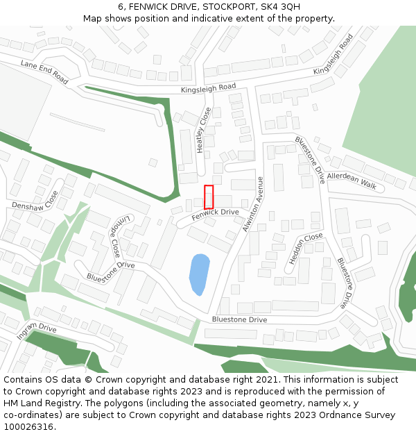6, FENWICK DRIVE, STOCKPORT, SK4 3QH: Location map and indicative extent of plot