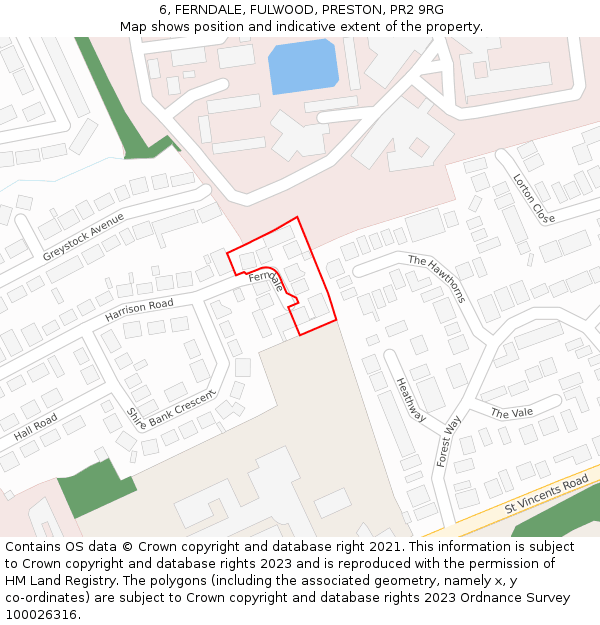 6, FERNDALE, FULWOOD, PRESTON, PR2 9RG: Location map and indicative extent of plot