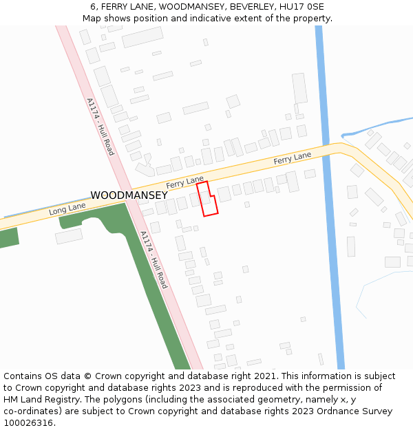 6, FERRY LANE, WOODMANSEY, BEVERLEY, HU17 0SE: Location map and indicative extent of plot