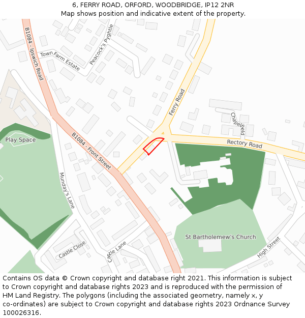 6, FERRY ROAD, ORFORD, WOODBRIDGE, IP12 2NR: Location map and indicative extent of plot