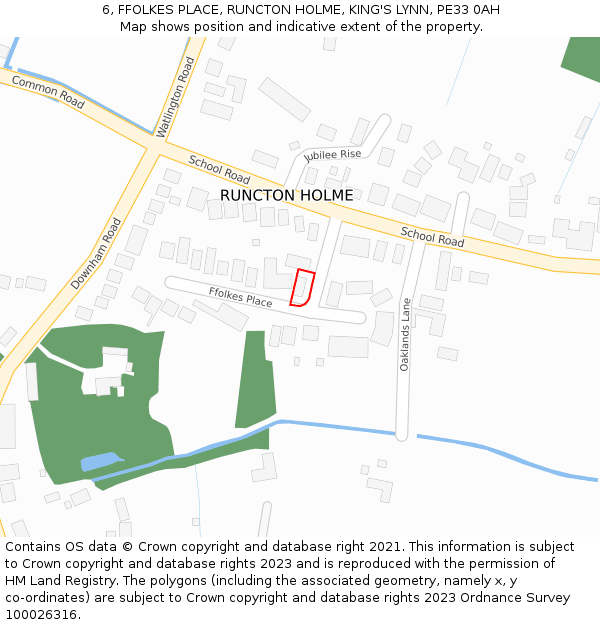 6, FFOLKES PLACE, RUNCTON HOLME, KING'S LYNN, PE33 0AH: Location map and indicative extent of plot