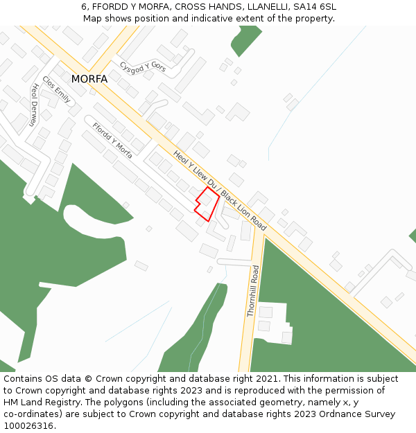 6, FFORDD Y MORFA, CROSS HANDS, LLANELLI, SA14 6SL: Location map and indicative extent of plot