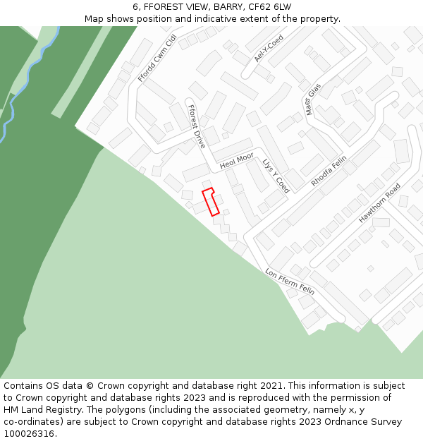 6, FFOREST VIEW, BARRY, CF62 6LW: Location map and indicative extent of plot