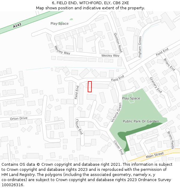 6, FIELD END, WITCHFORD, ELY, CB6 2XE: Location map and indicative extent of plot