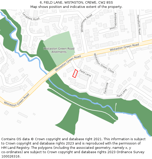 6, FIELD LANE, WISTASTON, CREWE, CW2 8SS: Location map and indicative extent of plot