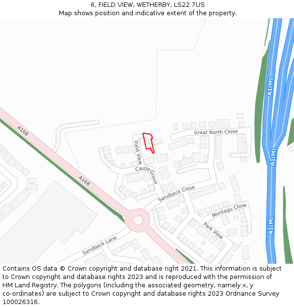 6, FIELD VIEW, WETHERBY, LS22 7US: Location map and indicative extent of plot