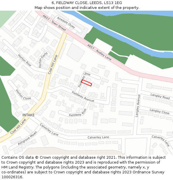 6, FIELDWAY CLOSE, LEEDS, LS13 1EG: Location map and indicative extent of plot