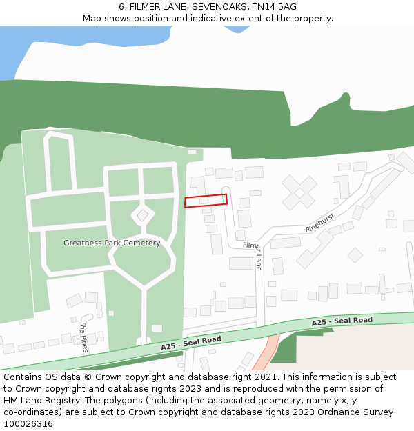 6, FILMER LANE, SEVENOAKS, TN14 5AG: Location map and indicative extent of plot