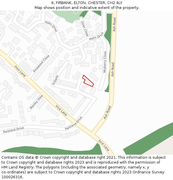 6, FIRBANK, ELTON, CHESTER, CH2 4LY: Location map and indicative extent of plot