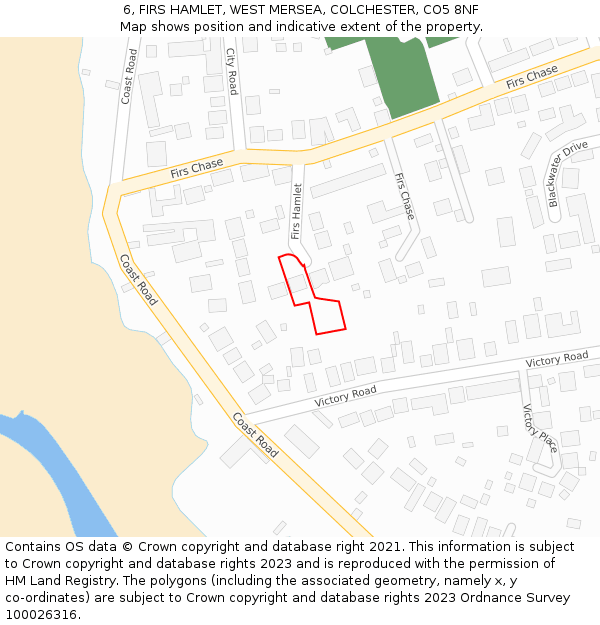 6, FIRS HAMLET, WEST MERSEA, COLCHESTER, CO5 8NF: Location map and indicative extent of plot