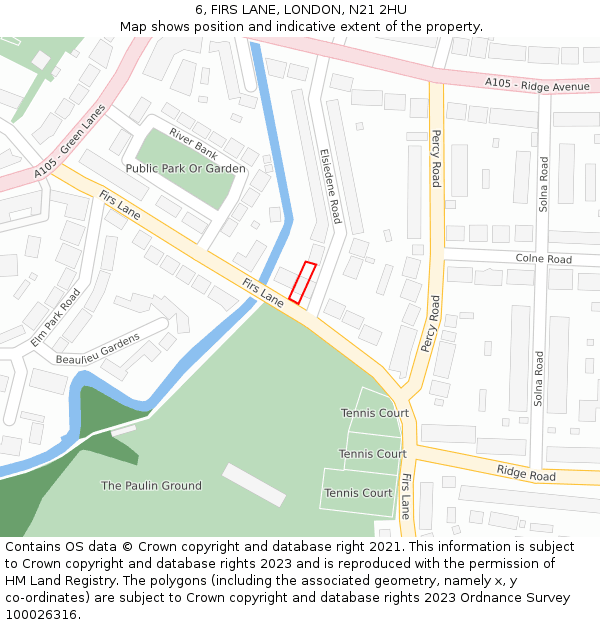 6, FIRS LANE, LONDON, N21 2HU: Location map and indicative extent of plot