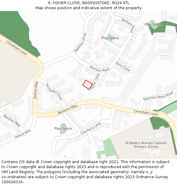 6, FISHER CLOSE, BASINGSTOKE, RG24 9TL: Location map and indicative extent of plot