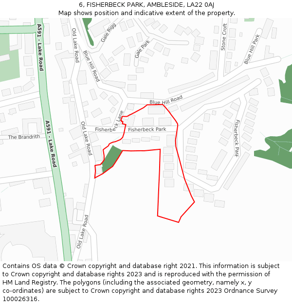 6, FISHERBECK PARK, AMBLESIDE, LA22 0AJ: Location map and indicative extent of plot