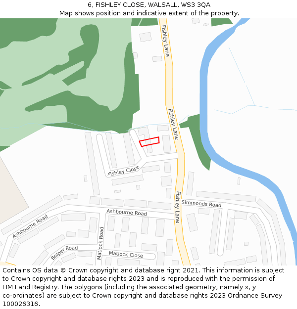 6, FISHLEY CLOSE, WALSALL, WS3 3QA: Location map and indicative extent of plot